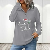 Ženska odjeća Prodaja Ženska ženska majica s dugim rukavima Božićna staklena bluza Button Placket Tops