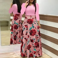 Haljina Xysaqa Boho Haljina za žene Modne žene s dugim rukavima cvjetna print dugačka maxi haljina dame