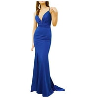 Puuawkoer Squins Casual haljina moda V-izrez Ženska ženska haljina bez rukava ženske vrhove XL plava