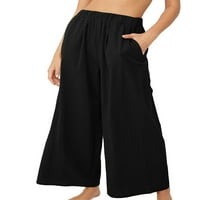 Bomotoo žene hlače široka noga Palazzo pant Solid Color pantalone sa dnevnim boravkom ljeto crna 3xl