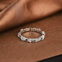Nakit Pratite svoje snove Podesivi prsten Podesivi prsten za poklon za žene za žene za rođendanski poklon za njen srebrni šareni prsten za rhinestone