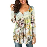 Ženska modna tiskana labava majica dugih rukava bluza okrugla vrat casual tops hot8sl4486511