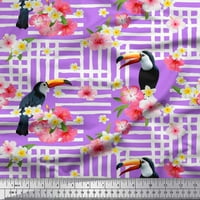 Soimoi ljubičasta mahovina Georgette tkanina cvjetna i toucan ptica zanatana tkanina od dvorišta široka