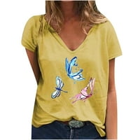 Ljetni vrhovi za žene modne žene tiskati majicu V-izrez kratki rukav casual tee vrhovi bluza