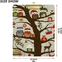 Božićni Xmas Owl Tree Cardinal Reinter Clipboard Tvrdborska ploča za njegu i povlačenje za standardno