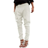 Capri pantalone za žene Čvrsta boja pant sa džepnim gumbima Ukupno bolovne boje elastične strugove planinarske