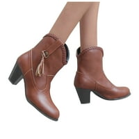 Tawop Chunky Boots, dame modne casual kvadratne potpetice duge gležnjače čizme na cipelama patke čizme