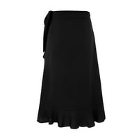 Eczipvz ženske suknje ženske georgette hi-niske ruffle maxi suknja crna, xl