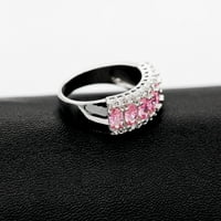 Uloveido ženska platinasta platinasta oval ružičasta kubična cirkonija kamena vjenčanica, simulirani turmalinski prsten j