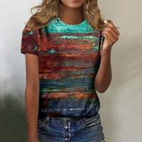 Ženske osnovne majice Ljeto Trendy Ležerne majice kratkih rukava Jesen Print Okrugli vrat Pulover vrhove