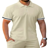 Abtel Mens Jogger set rever izrez Polo majice i kratke hlače Comfy Outfit Muška salon Gym trenerke Khaki