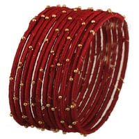 Sunsoul by Touchstone kolekcija navoja svilena kolekcija Ručno izrađeni FAU svileni navojni navojni navoj Zlatne perle nakit za žene u antiknog zlatnog tona. Set od 12