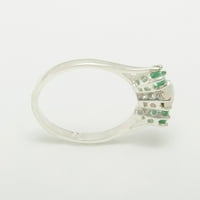 18k bijelo zlato Real Pravi originalni i smaragdni ženski Obećani prsten - veličina 8.25