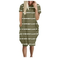 Ženski print kratki rukav Ležerne haljine Tunike Džebote plus veličina majica Green XL