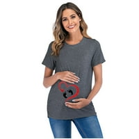 Košulje za žensku materinsku majicu Pismo Skraćeno majice The The dvostruki bluza za trudnoću Tamno