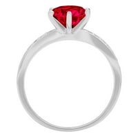 1.71ct okrugli rez ružičasti simulirani turmalin 18k Bijelo zlato Graviranje Izjava bridalne godišnjice Angažovanje vjenčanog prstena veličine 3,75