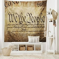 Sjedinjene Američke Države Tapistry King Size, Vintage Ustav Tekst Amerike Nacionalni 4. srpnja Slika,