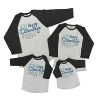 Ate Odjeća koja odgovara porodici Happy Hanukkah majice - Hanukkah zvijezde sive majice