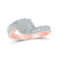 Diamond Queen 10kt Rose Gold Okrugli dijamantni klaster mladenka za venčani prsten CTTW