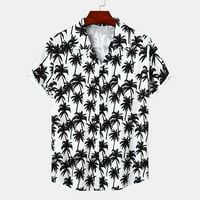 Hfyihgf muns prednji džep Havajski košulje casual boja blok košulje Tropical Print kratki rukav niz