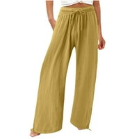 Hoksml pantalone za žene, modne ženske ležerne elastične hlače ravno široke pantalone za noge hlače na klirensu