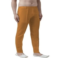Eloria Muška premium udobnost ravno fit ravna prednja haljina pant pidžama, boja: senf, veličina: 42