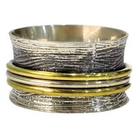 Spinner trake, prsten za meditaciju, srebrni prsten, predenje prsten, dva tona zvona, fidget prsten,