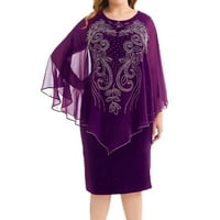 Žene Midi haljine Solid Boja O-izrez dugih rukava Novo elegantno pletenje čipke Cape plus veličina modna