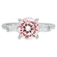 2.0ct okrugli rez ružičasti simulirani dijamant 14k Bijelo zlato Graviranje Izjava bridalnih godišnjica