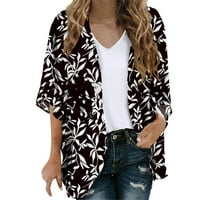 Djevojke Jakna Cvjetni print Puff rukav kimono labav pokrov up casual bluza vrhova kardigan jakna