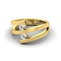 Prirodni mali dijamantni prsten, 14kt Rose Chunky Gold Prsten Čvrsto žuti zlatni dizajnerski prsten