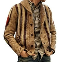 Džemper od pletiva za muški kaput moda retro rever dugme Labavi plus veličine kabel pletenu kardigan Henley džemper