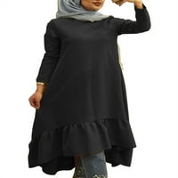 Ženska muslimanska srednja haljina O-izrez s dugim rukavima s dugim rukavima