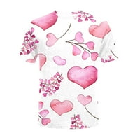 Valentinovo ženske žene Ardent Love Graphic Print majice Trendi vrat kratkih rukava kratkih rukava majica