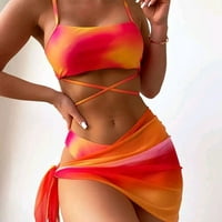 Ženski bikini set elegantan vintage brazilski kupaći kostim bikini retro plaža kravata boja gradijentna