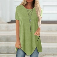 Zhizaihu Ženske košulje sa čvrstim bojama s kratkim rukavima Dnevno Ležerne prilike Bluze Green XXL