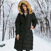 ILovesia Womens Puffer dugačak kaput zimski maxi parka sa FAU krznenom kapuljačom crnim US 14