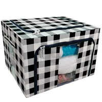 Crno bijeli Lumberjack plaćeni torba za pohranu očistim poklopci kutije za odlaganje kutije velikog kapaciteta Sklopivi osobinski organizator sa čeličnim metalnim okvirom za posteljinu, odjeću, ormare, spavaće sobe