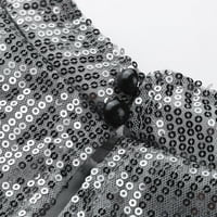 Relanfenk Dame Cloak Style SOLD Color Struk Visoko vrat Haljina Sequin Haljina Oblasno oblačenje