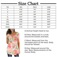Huachen Womens Ljeto kratkih rukava TUNIC LOSE PLUS veličina ruffle Dugme Ležerne prilike cvjetne majice za bluza