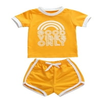 BMNMSL Baby Girls Kids Pamučne majice Top Hlače hlače Shorts Outfit setovi