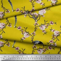 Soimoi Yellow Poliester Crepe tkanina cvjetna i rajska Zašto je širok dvorište tkanine
