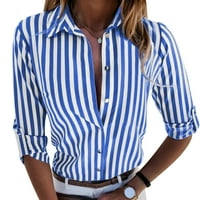 Ženska modna ravna rukava Dugme Striped Print Dugih rukava Ležerne bluza