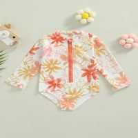 Thefound Toddler Baby Girl cvjetni print kupaći kostim dugih rukava osip osip osip trokut jednodijelni kupaći kostimi