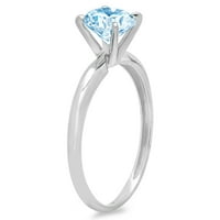 0,5CT Okrugli rez plavi simulirani dijamant 18k Bijelo zlato Graviranje Izjava bridalne godišnjice Angažovanje vjenčanog pasijansa Veličina prstena 9