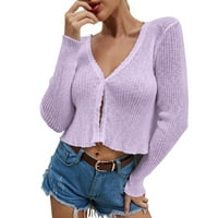 Dugi rukav mekana jakna otvorena prednji pleteni kardigani lagani kardigan džemper za žene za žene povremeni