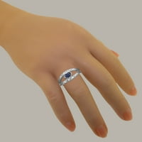 Britanci napravili bijeli zlatni prsten sa 18k sa prirodnim safirnim i dijamantnim ženskim prstenom - Opcije veličine - Veličina 11.25