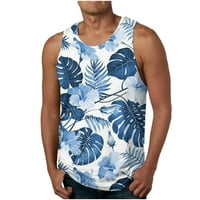 Muške kostične košulje Havajska plaža Palm list Ispiši majicu Summer casual crewneck vrhovi rezervoara za vježbanje, grafički tenkovi za muškarce teretane
