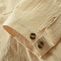 Košulje za fragarn za muškarce Proljeće Ljeto Ležerne prilike modne pamučne posteljine pune boje dugih rukava