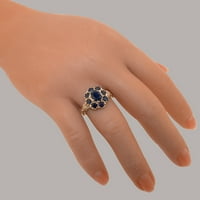 Britanci napravio 14k Rose Goldwomens prstena prirodnih safirnog prstena iz izjave - Veličine opcije